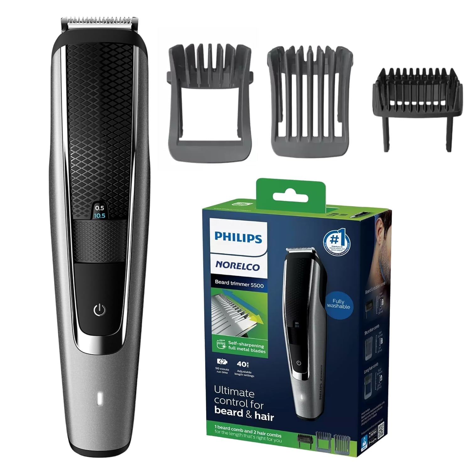Philips Norelco Cordless Multigroom Trimmer All-in-One Wet/Dry Grooming Kit, Turbo Powered Beard Mustache & Head Trimming Groomer Kit