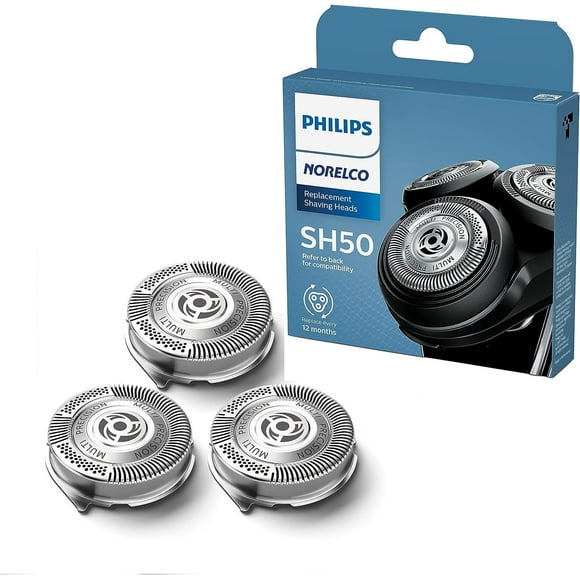 Philips Norelco Genuine SH50/52 Shaving Heads Compatible with Norelco Shaver Series 5000 Rounded and 6000, Latest Version for Refreshed HQ9/50, HQ56/50, and RQ11/50