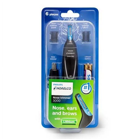 Philips Norelco Nose Trimmer 3000 With 6 Pieces For Nose, Ears And Eyebrows, NT3000, 1 Ea, 6 Pack
