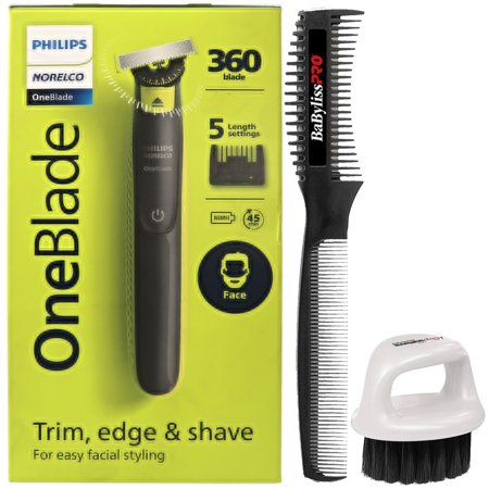 Philips Norelco OneBlade 360 Face Electric Razor Beard Trimmer #QP2724/70 with Neck Brush and Comb