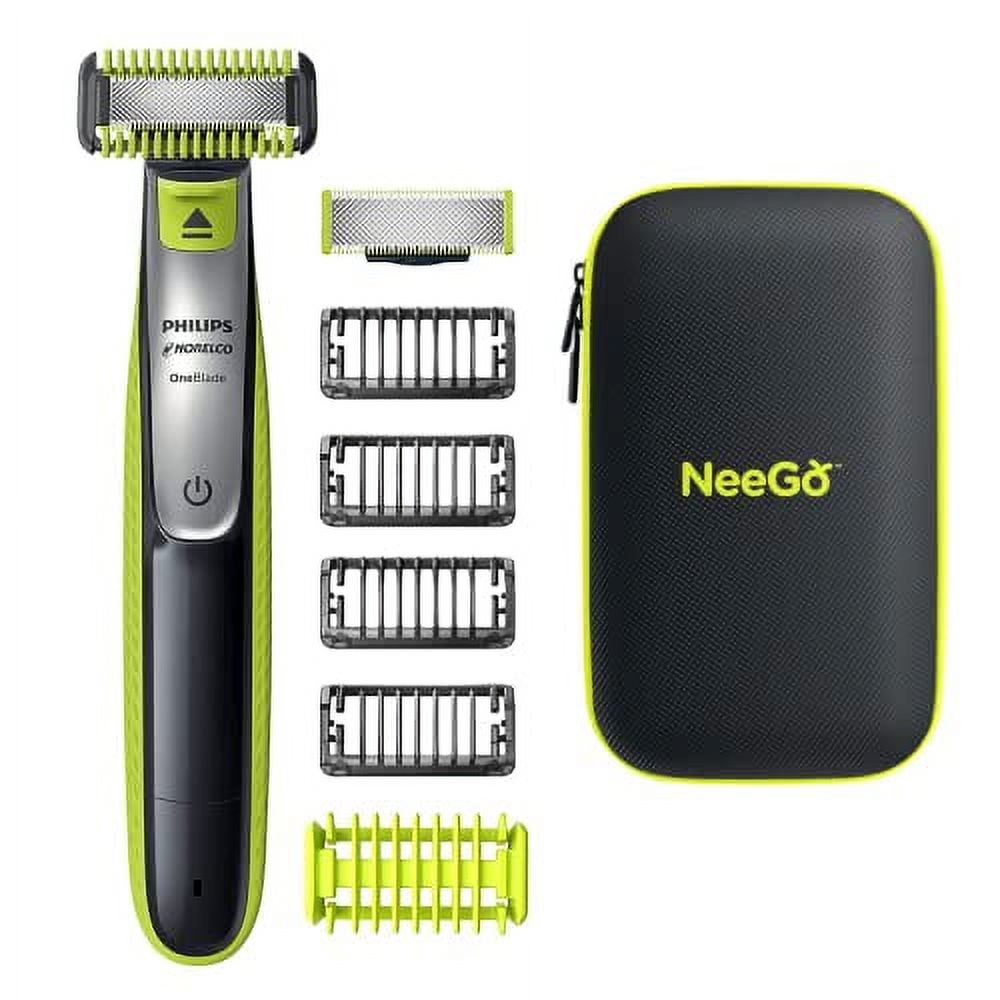 Philips Norelco Oneblade Hybrid Electric Beard Trimmer and Shaver Kit,  Electric Razor for Men + NeeGo Case for Philips Norelco One Blade 