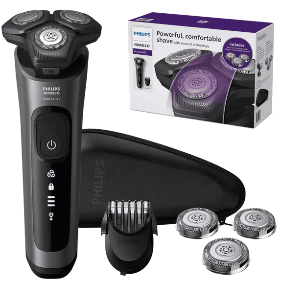 Philips Norelco Shaver 6600 with SenseIQ Technology, Series 6000.SkinProtect Blades, 360 Contour Heads and Smart Hair Sensor