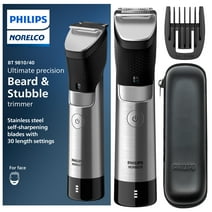 Philips Norelco Ultimate Beard and Hair Trimmer Series 9000, Ultimate Precision Steel Beard and Hair Trimmer with Steel Blades, Cordless, and 100% Waterproof- BT9810/40.