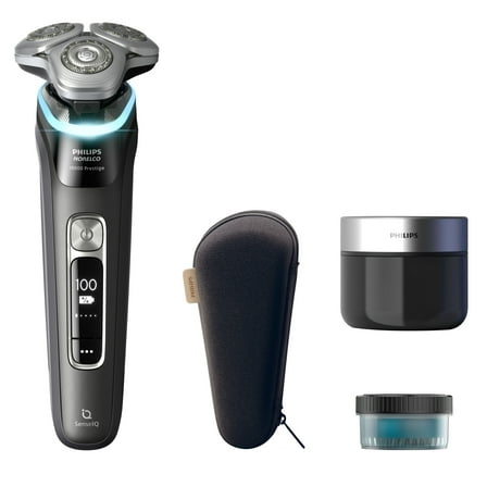 New Philips Norelco I9000 Prestige Rechargeable Wet & Dry Shaver with Cleaning Station, Precision Trimmer and Premium Case