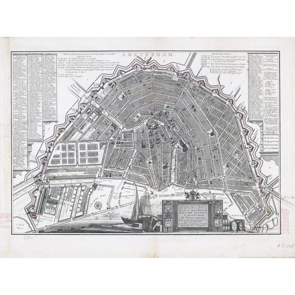 Philips Old Map Of Amsterdam City Netherlands Extra Large XL Wall Art Poster Print