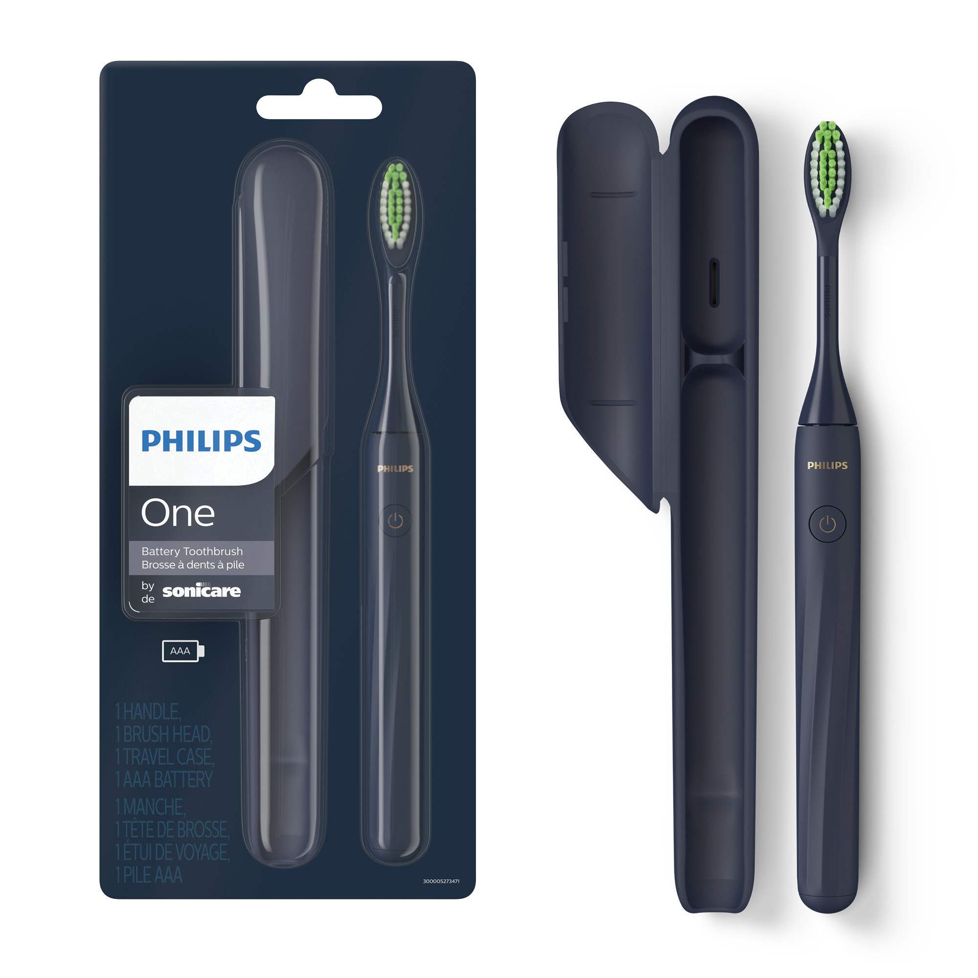 Philips One By Sonicare Battery Toothbrush, Midnight Blue, HY1100/04 - image 1 of 15