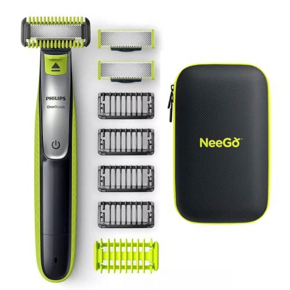 Philips Norelco Oneblade Hybrid Electric Beard Trimmer and Shaver Kit,  Electric Razor for Men + NeeGo Case for Philips Norelco One Blade