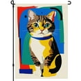 thumbnail image 1 of Durable Cat Decor Cute Cat Garden Flag Fluffy Cat Chic Garden Flag Abstract Shapes Double Colored Garden Decor for Outdoor for Farmhouse Lawn Garden Decoration (28x40inch), 1 of 6