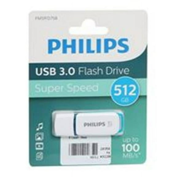 Philips PHUSB512GSNOWU3 USB3.1 Snow 512GB Flash Drive, Ocean Blue