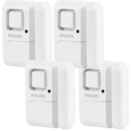 Philips Personal Security Window and Door Alarm, 4-Pack, White