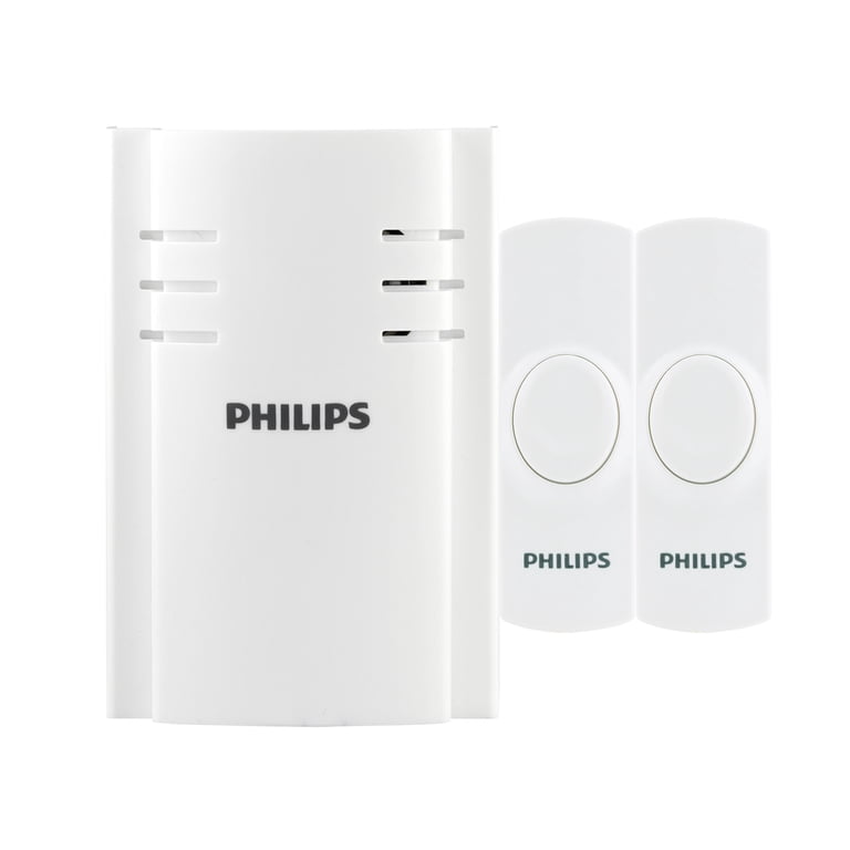 Philips Plug-in 8-Melody Doorbell Kit, 7.3in, White, 2-Push