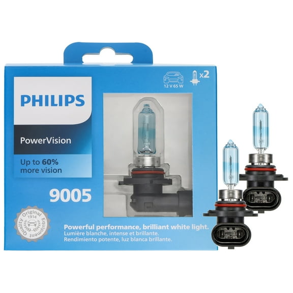 Philips PowerVision 9005 Halogen Headlight Bulbs, 2 pack, Fits Select Vehicles