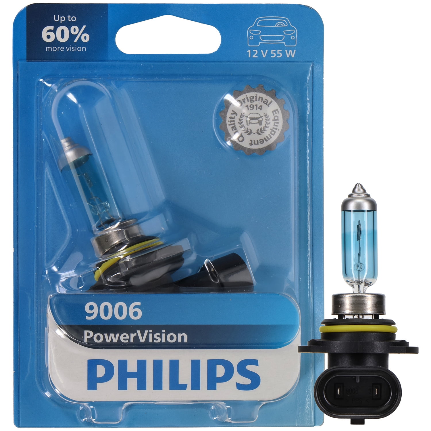 Philips PowerVision 9006 Halogen Headlight Bulb, 1 pack, Fits