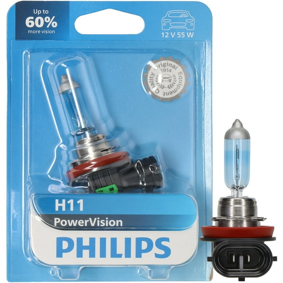 Philips PowerVision H11 Halogen Headlight Bulb, 1 pack, Fits Select Vehicles