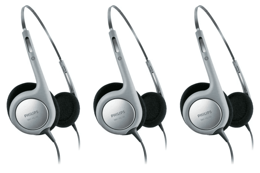 3 pack Philips SBCHL140 10 Ultra Lightweight On Ear Cabled Headphones Gray