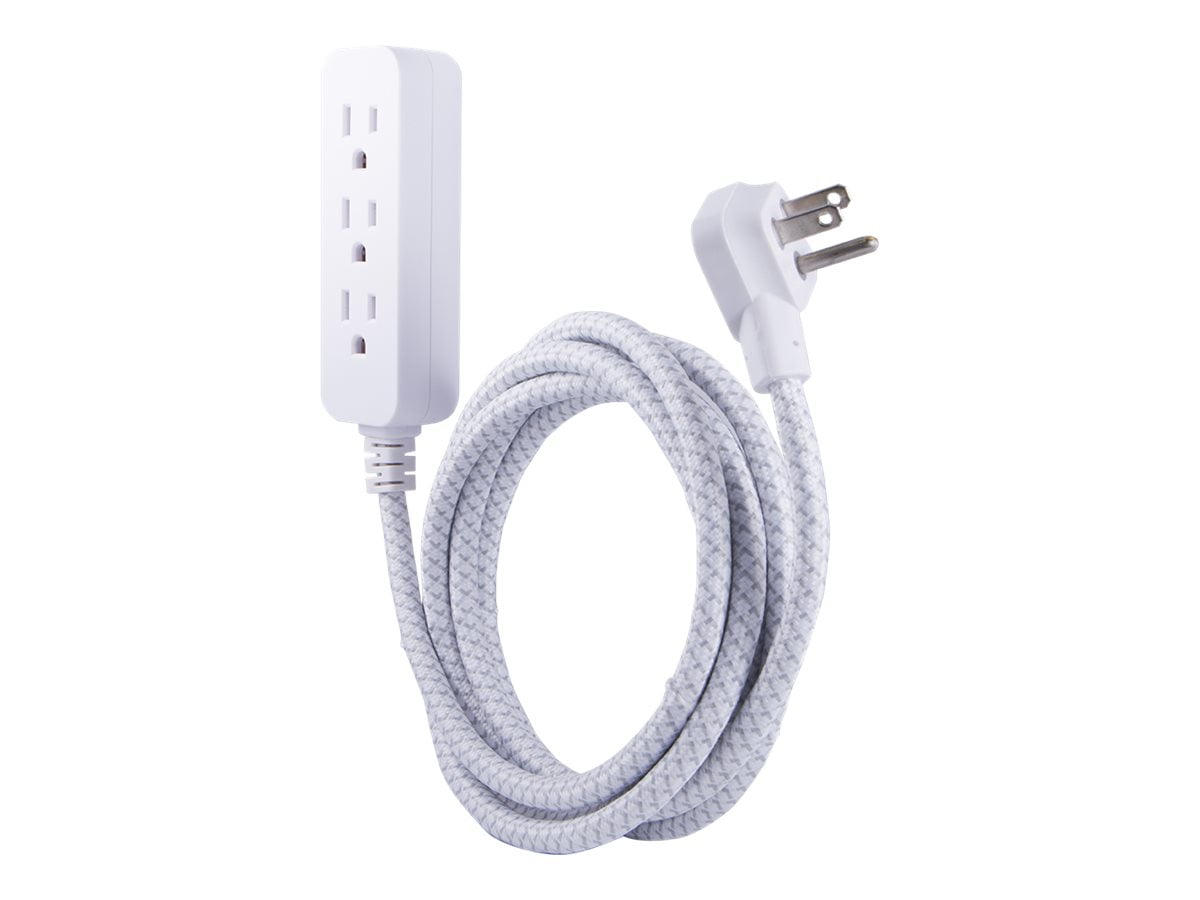 Philips White 3-Outlet Surge Protector with 8ft Braided Cord