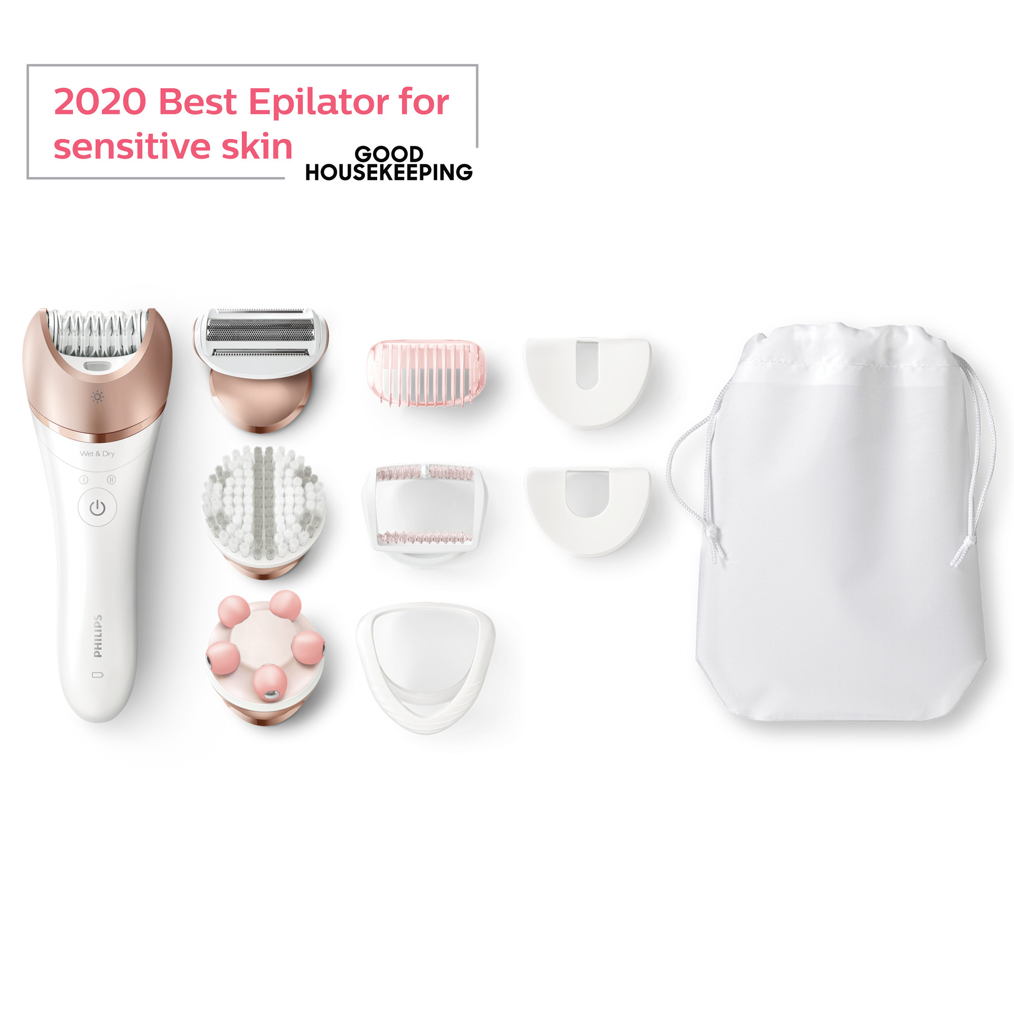 Philips Satinelle Prestige Epilator, Wet & Dry Electric Hair Removal, Body Exfoliation and Massage (Bre648) - image 1 of 14