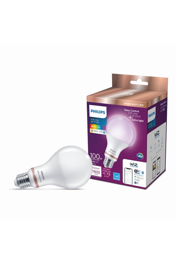 Philips Smart LED 100-Watt A21 General Purpose Light Bulb, Frosted Color, Dimmable, E26 Medium Base (1-Pack)