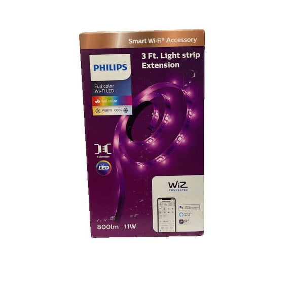 Philips 3.3 Ft LED Smart Wi-Fi Color Changing Light Strip Extension Powered by WiZ with Bluetooth (1-Pack), Clear
