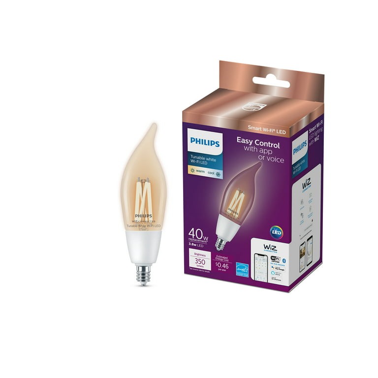 Philips Hue E14 LED Warm white Candle Dimmable Smart Light bulb, Pack of 2