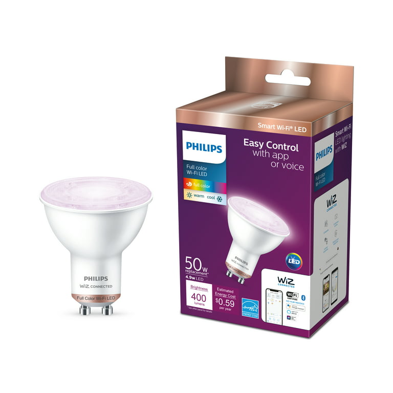 Philips Smart Wi-Fi Connected LED 50-Watt GU10 Light Bulb, Color, Dimmable  (1-Pack)