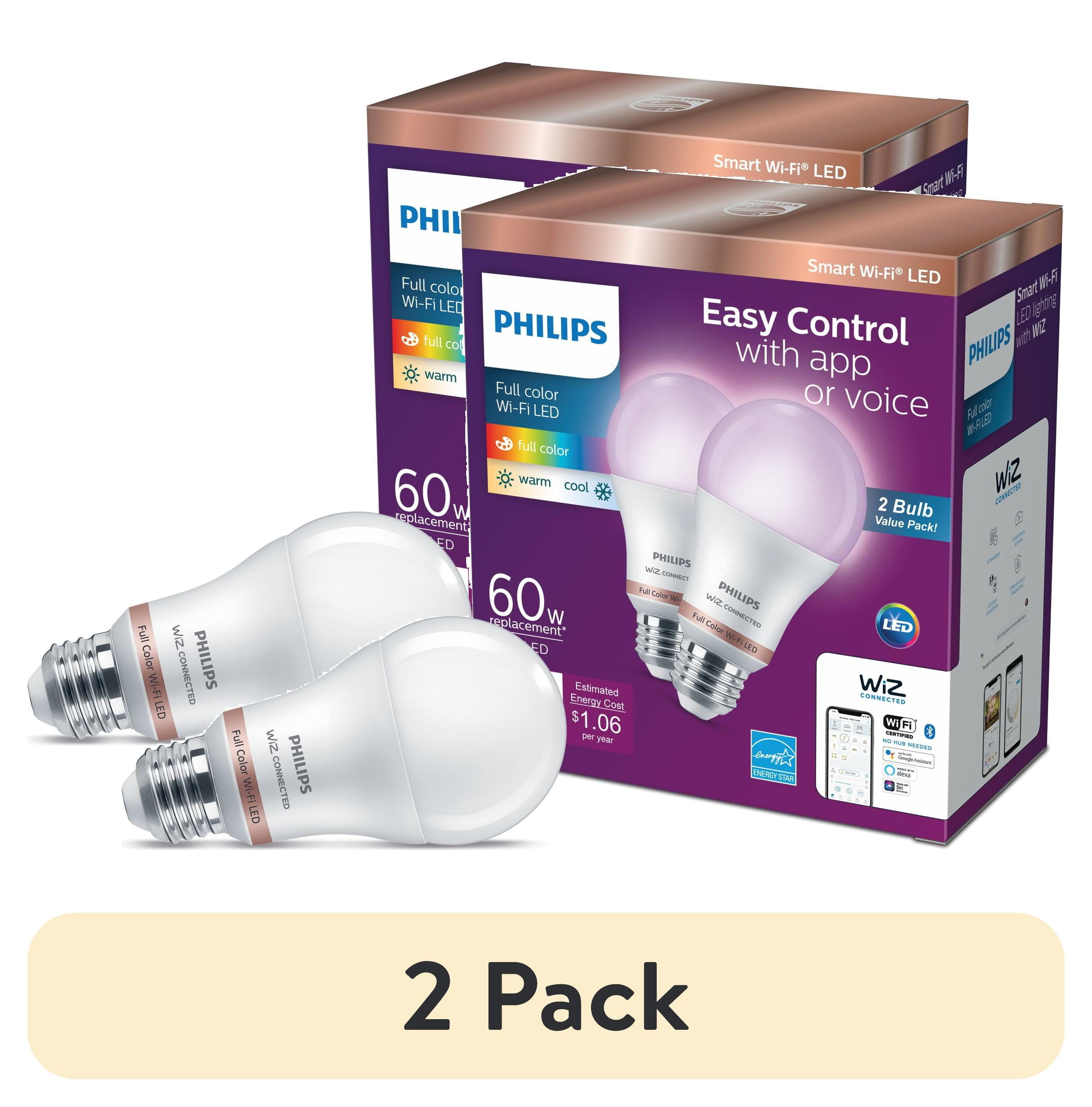 Philips 2-Pack 8.8W Smart Multicolor LED Wi-Fi Bulbs