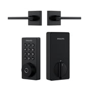 Philips Smart Wi-Fi Door Lock with Push Button Lighted Keypad Pin Code, Fingerprint Scanner, Traditional KEY and APP Access with Lever