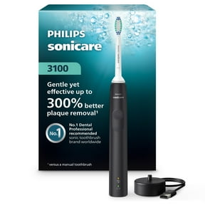Philips Sonicare 3100 Series Electric Toothbrush - Sonic Toothbrush with Advanced Sonic Technology, Pressure Sensor, Two Intensity Settings, Smartimer & Quadpacer, Black, Model HX3681/04