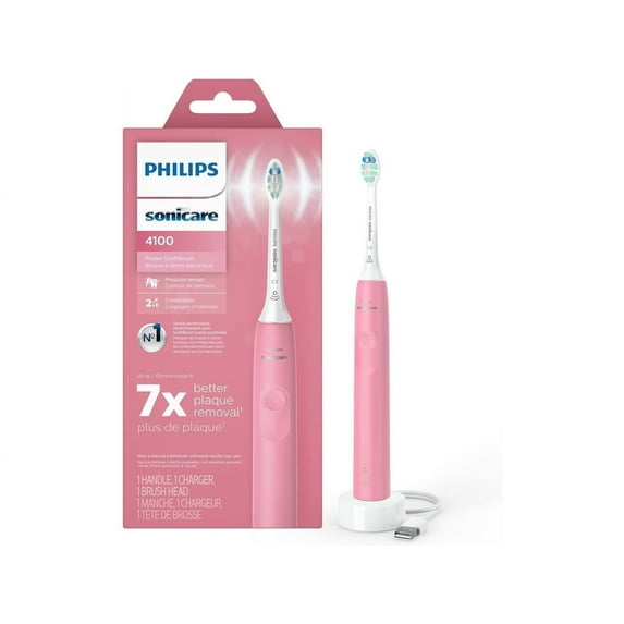 Philips Sonicare 4100 Power Toothbrush, Rechargeable Electric Toothbrush with Pressure Sensor, Deep Pink (HX3681/26)