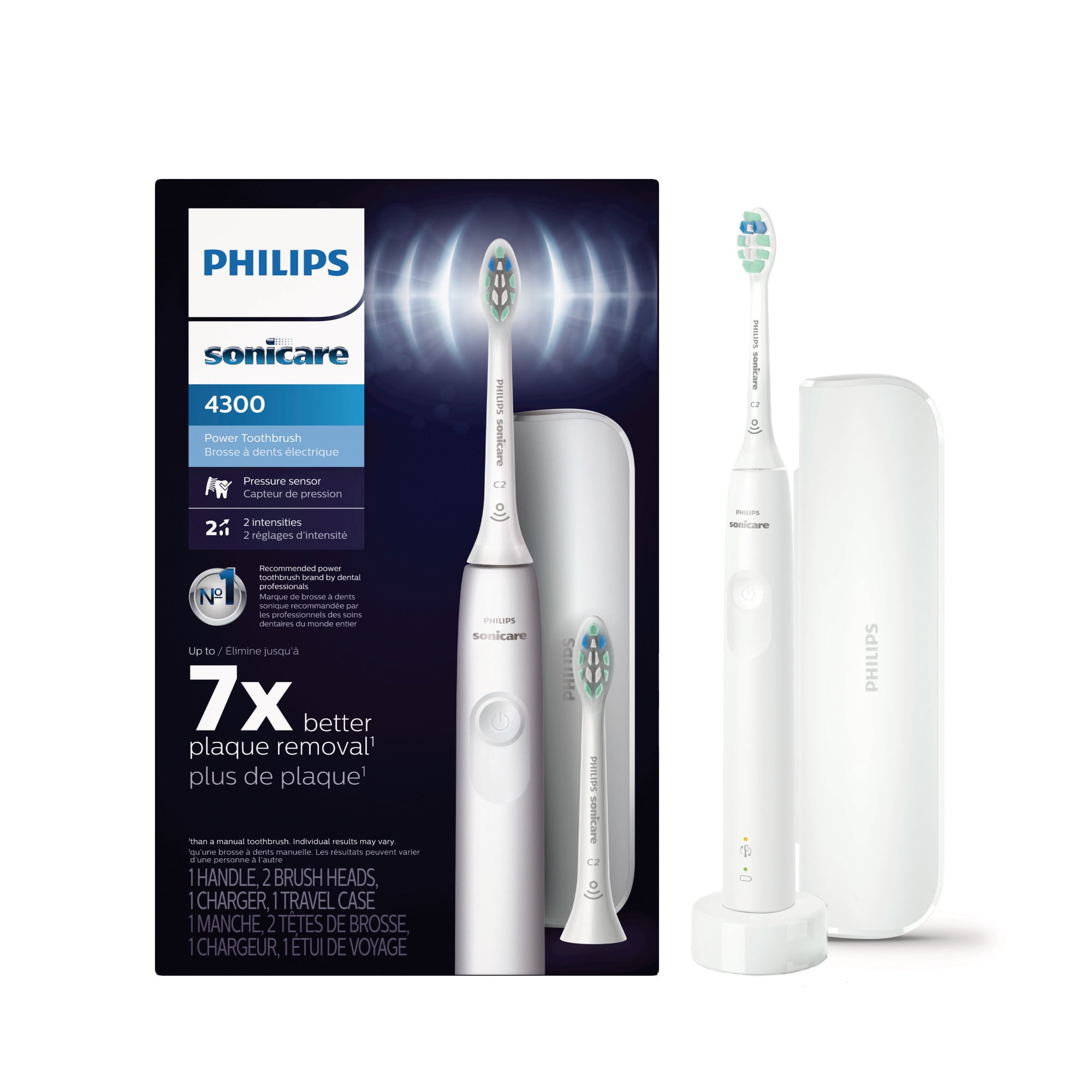 Philips Sonicare 4300 Power Toothbrush, Rechargeable Adult Electric  Toothbrush with Pressure Sensor, HX3684/23 