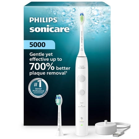 Philips Sonicare 5000 Series Electric Toothbrush - Sonic Toothbrush with Pressure Sensor, 4 Brushing Settings, Easystart Feature, Smartimer & Quadpacer, 14-Day Runtime, White, Model HX4042/81
