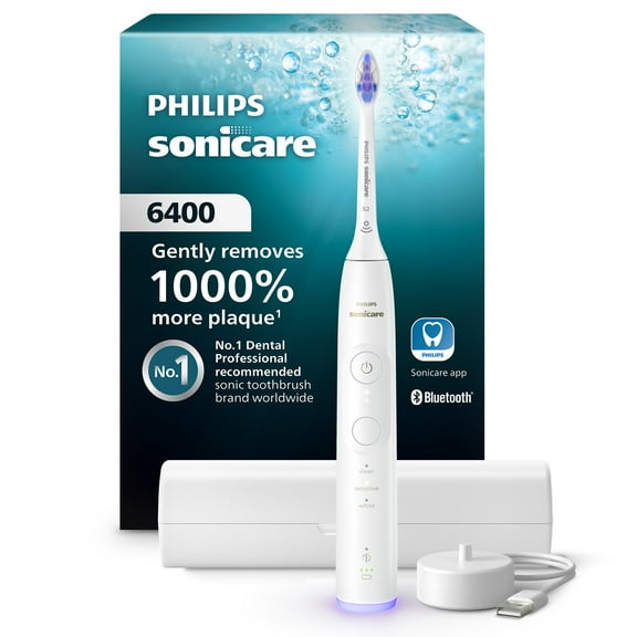 Philips Sonicare 6400 Series Electric Toothbrush, Pressure Sensor, 9 Settings, HX7410/04