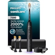 Philips Sonicare 7300 Rechargeable Electric Toothbrush, 3 Brush Head, Black 2000% More Plaque Removal Visual Pressure Sensor, 12 Brush Settings, 21-Day Battery, HX7421/07