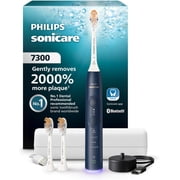 Philips Sonicare 7300 Rechargeable Electric Toothbrush, 3 Brush Heads, Navy 2000% More Plaque Removal, Visual Pressure Sensor, 12 Brush Settings, App Connected, 21-Day Battery, Travel Case, HX7423/05