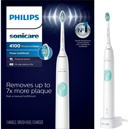 Philips Sonicare ($8 Rebate Available) ProtectiveClean 4100 Plaque Control, Rechargeable electric toothbrush with pressure sensor, White Mint HX6817/01