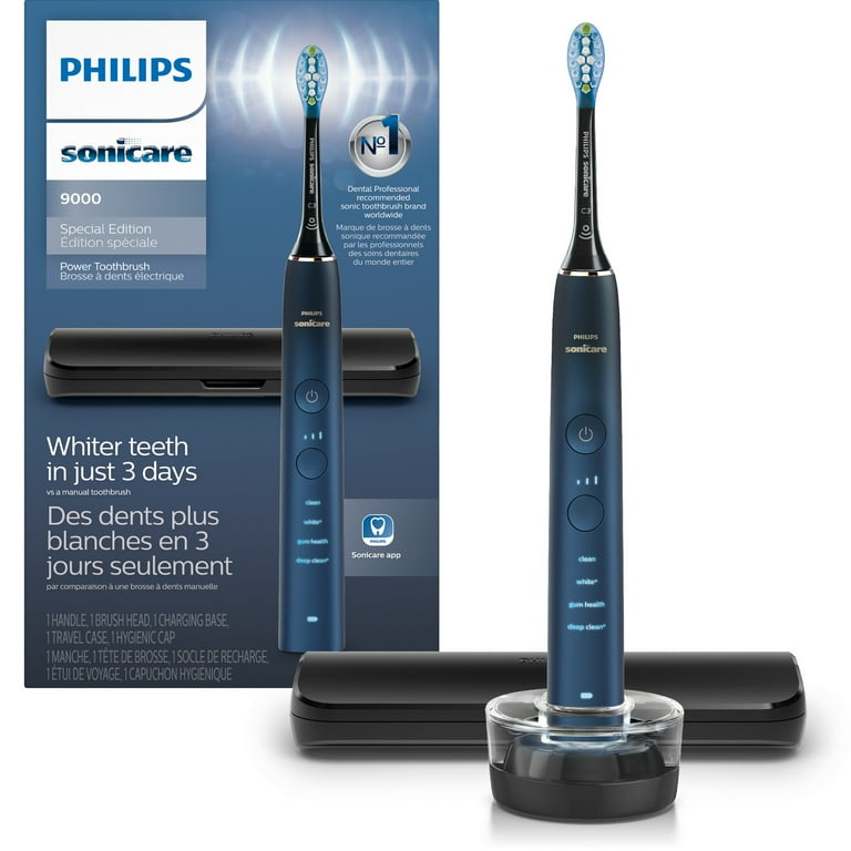 Philips Sonicare 9000 Toothbrush, Blue Black, Rechargeable, HX9911