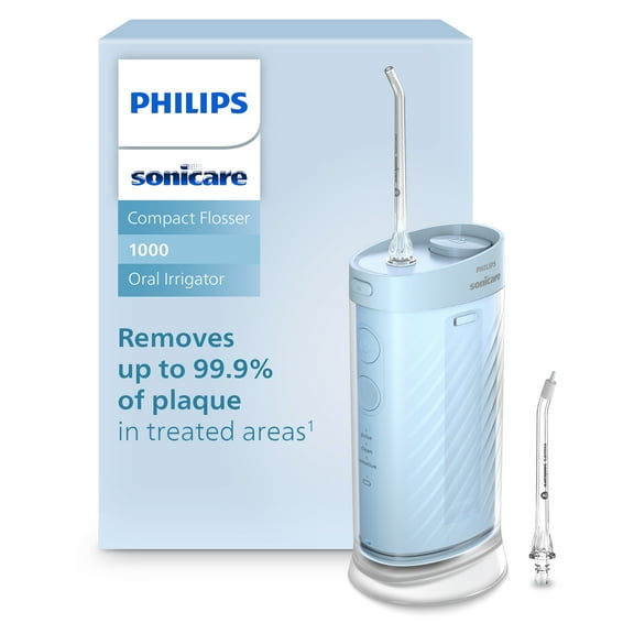Philips Sonicare Compact Flosser 1000, Portable Water Flosser with 3 Flossing Modes, Ipx7 Waterproof Oral Irrigator, Travel Friendly, Blue, Model HX3333/24
