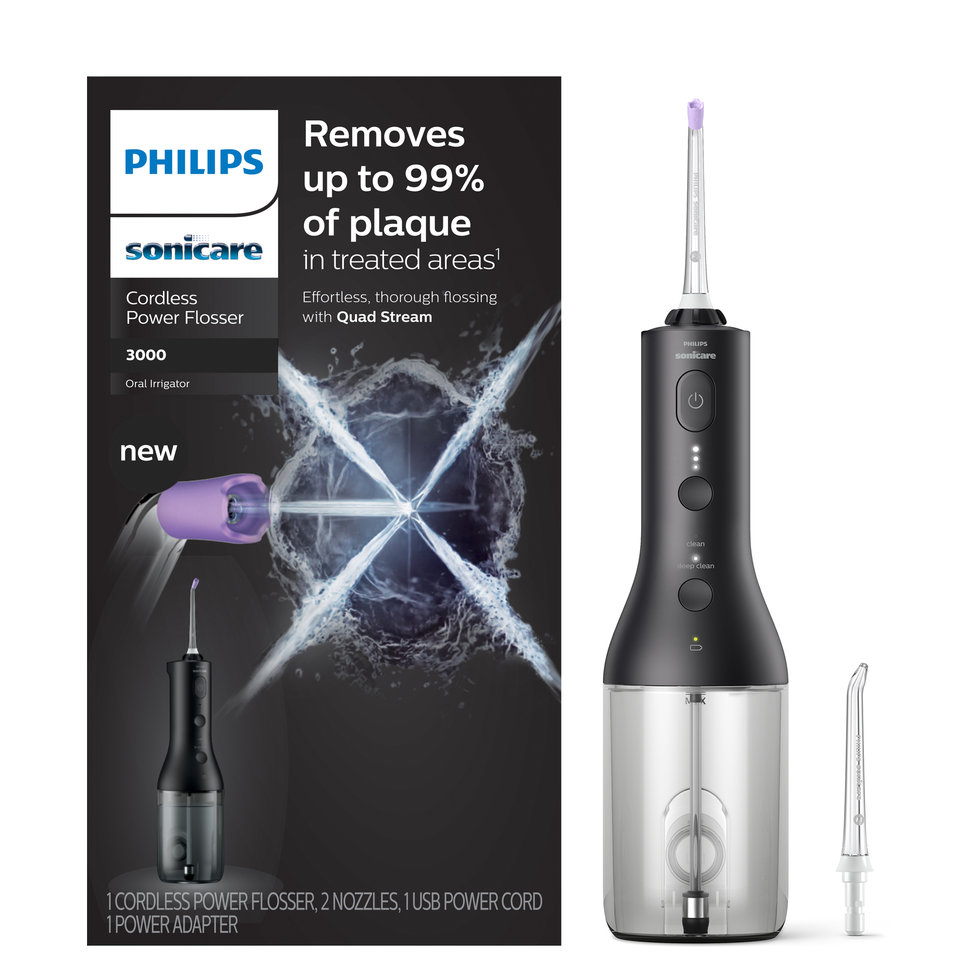 Philips Sonicare Cordless Electric Power Flosser 3000 - Black - image 1 of 23