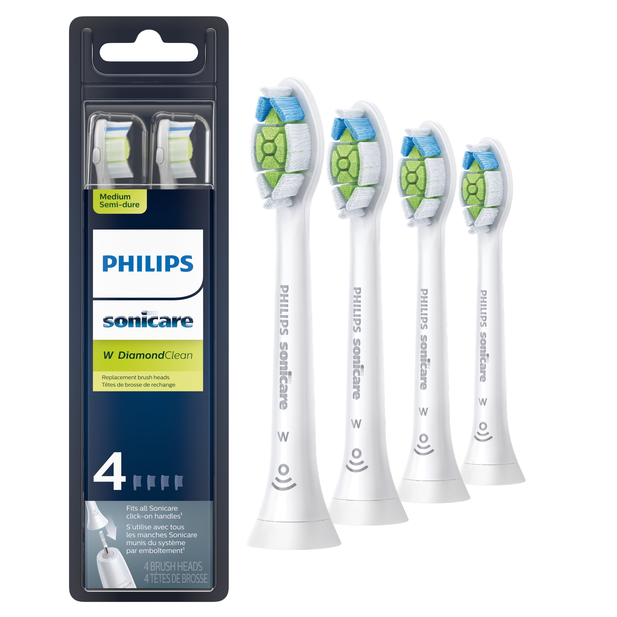 Bereid microscoop Papa Philips Sonicare Diamondclean Replacement Toothbrush Heads, HX6064/65,  Brushsync™ Technology, White 4-pk - Walmart.com