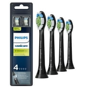 Philips Sonicare W Diamondclean - Genuine Replacement Electric Toothbrush Heads, Black, 4 Pack One Year Supply, HX6064/95