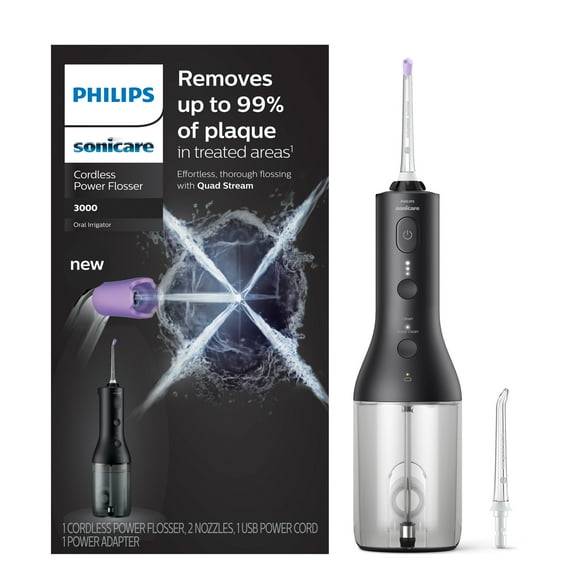 Philips Sonicare Electric Cordless Power Flosser 3000, Black, HX3806/23