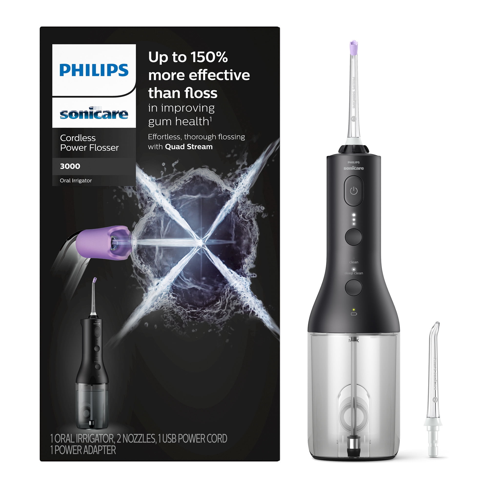 Free Shipping! Sonicare Electric Cordless Power Flosser 3000 Black