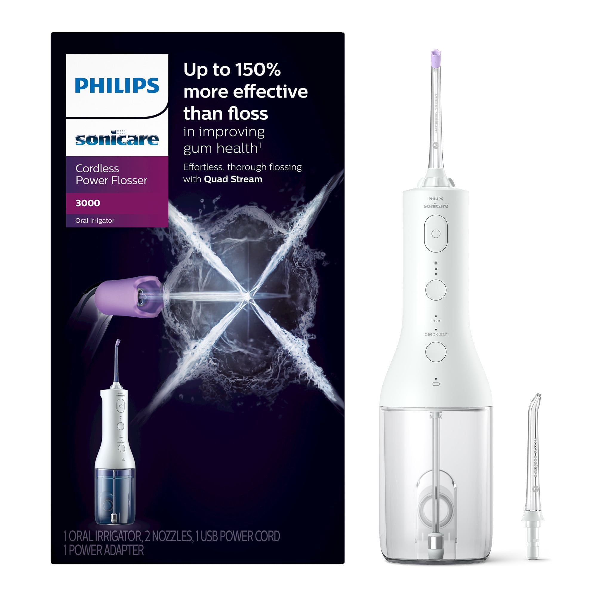 Philips Sonicare コードレスパワーフロッサー3000 Free Shipping! Sonicare Electric Cordless Water Flosser 3000 White