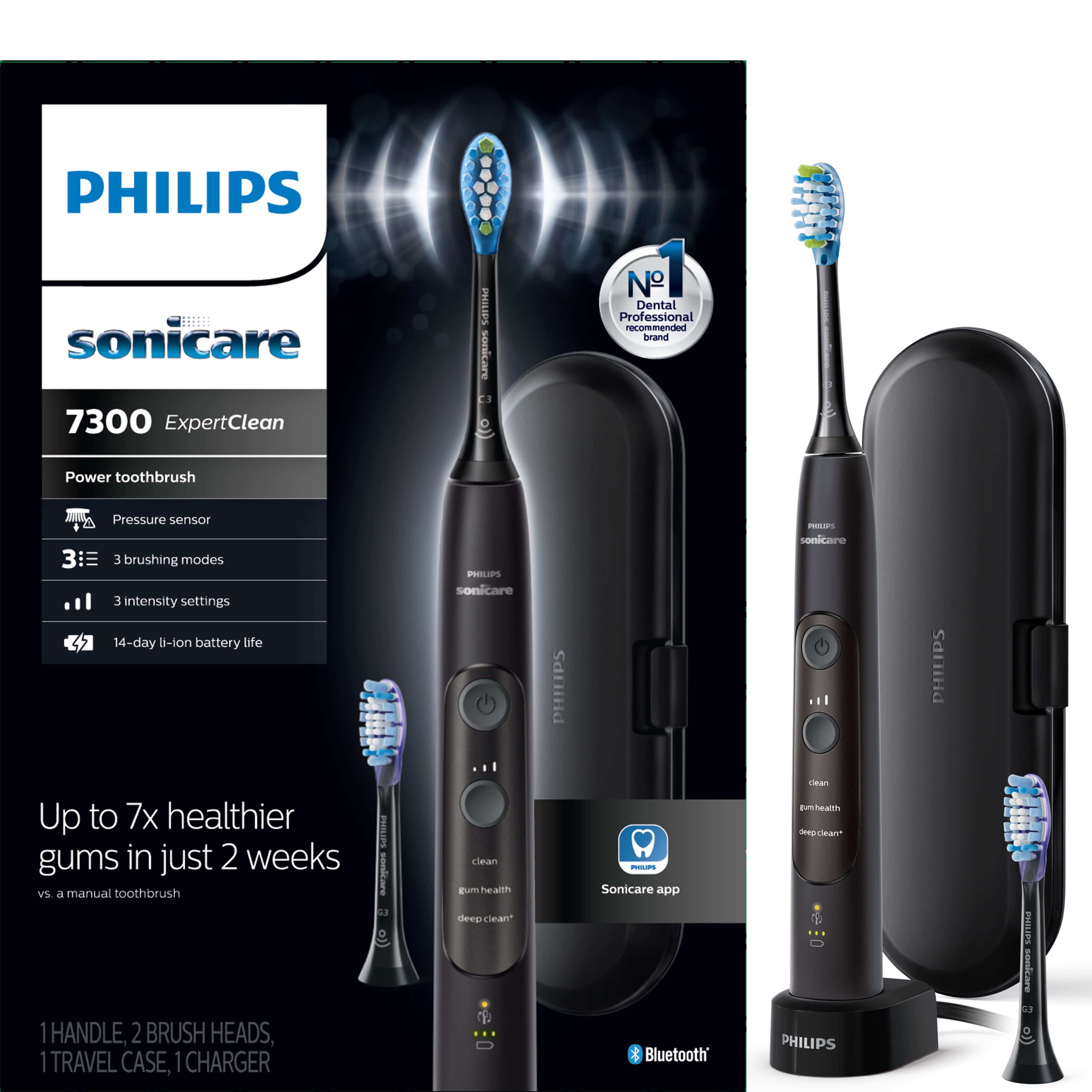 Philips Sonicare ExpertClean 7300, Rechargeable Toothbrush with Pressure Sensor & Gum Care, Black HX9610/17 - Walmart.com Philips Sonicare ExpertClean 7300, Rechargeable Toothbrush with Pressure Sensor & Gum Care, Black HX9610/17 - Walmart.com