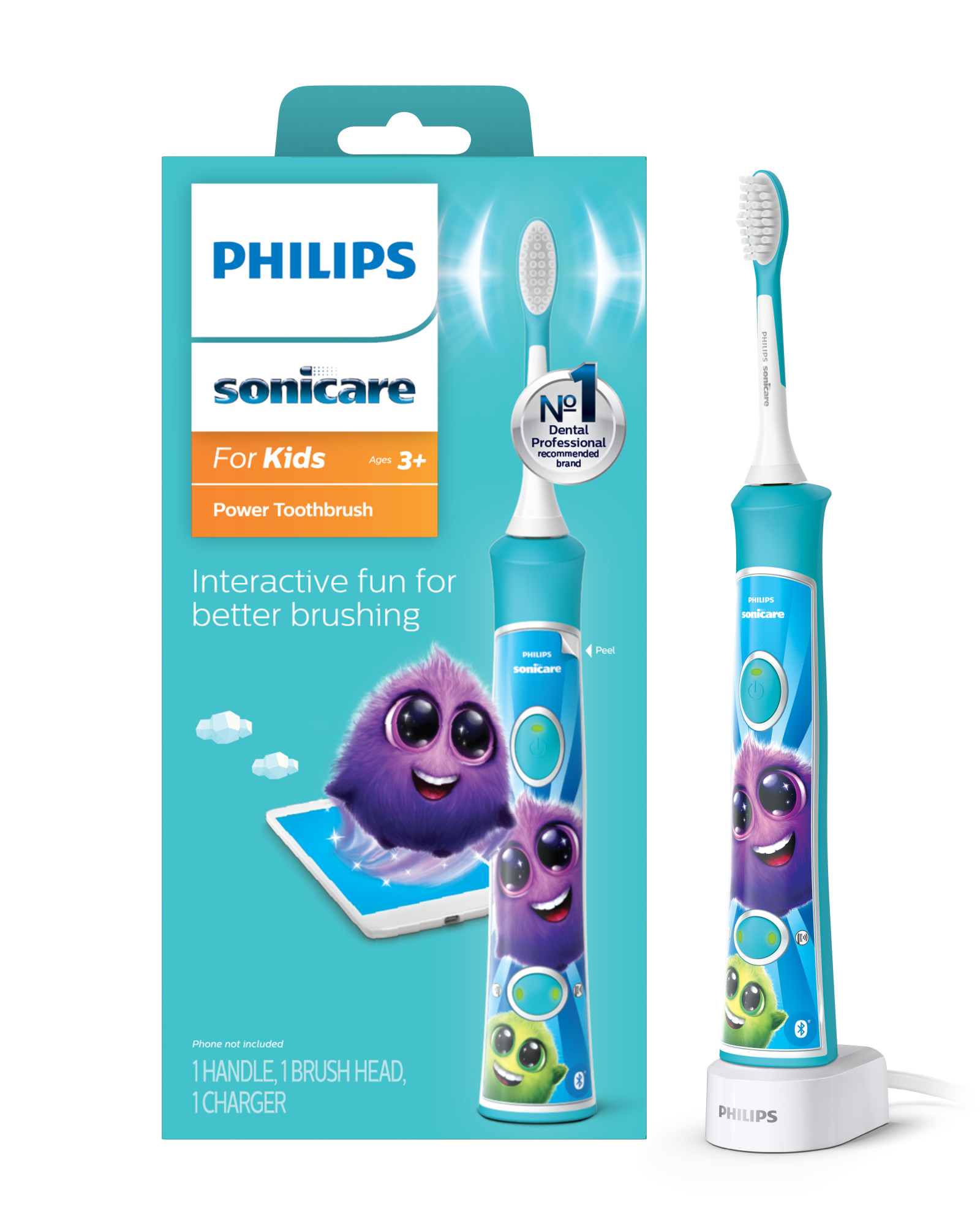 Philips Sonicare For Kids Bluetooth Connected Electric Rechargeable Toothbrush, HX6321/02 - image 1 of 27