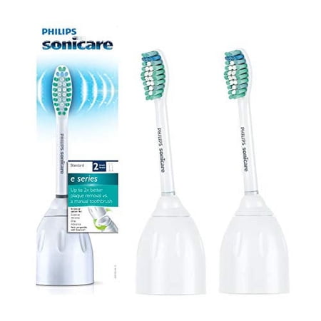 Philips Sonicare Genuine E-Series Replacement Toothbrush Heads, 2 Brush Heads, White, HX7022/66