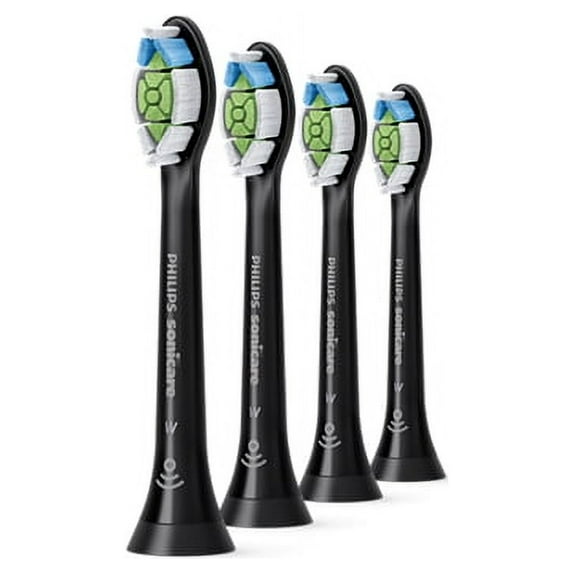 Sonicare HX6064/95 W Plaque Control Standard Brush Head 4 Pack, black replacement electric toothbrush replacement heads, black