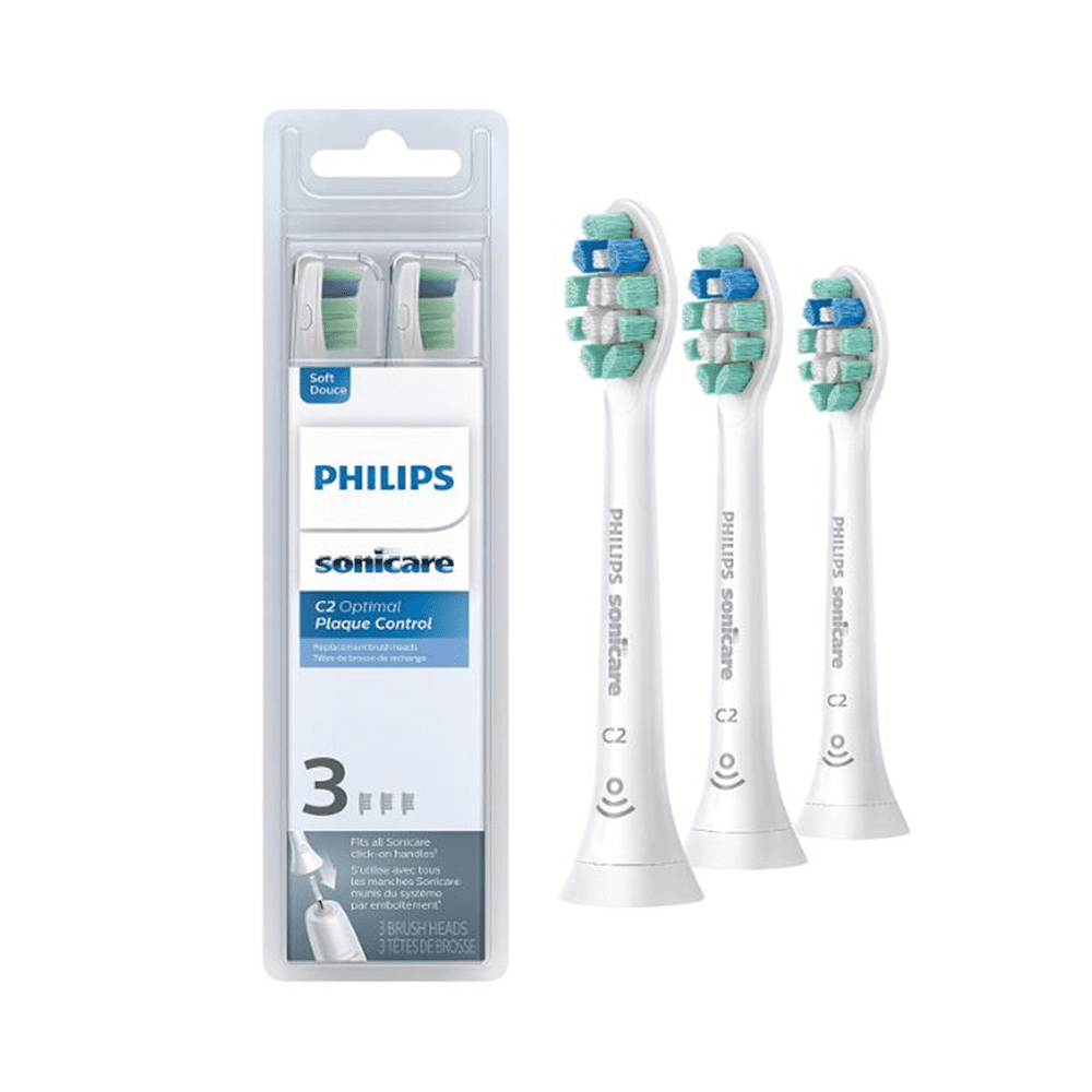 Philips Sonicare HX9023/65 Genuine C2 Optimal Plaque Control Toothbrush Head, 3 Pack, White