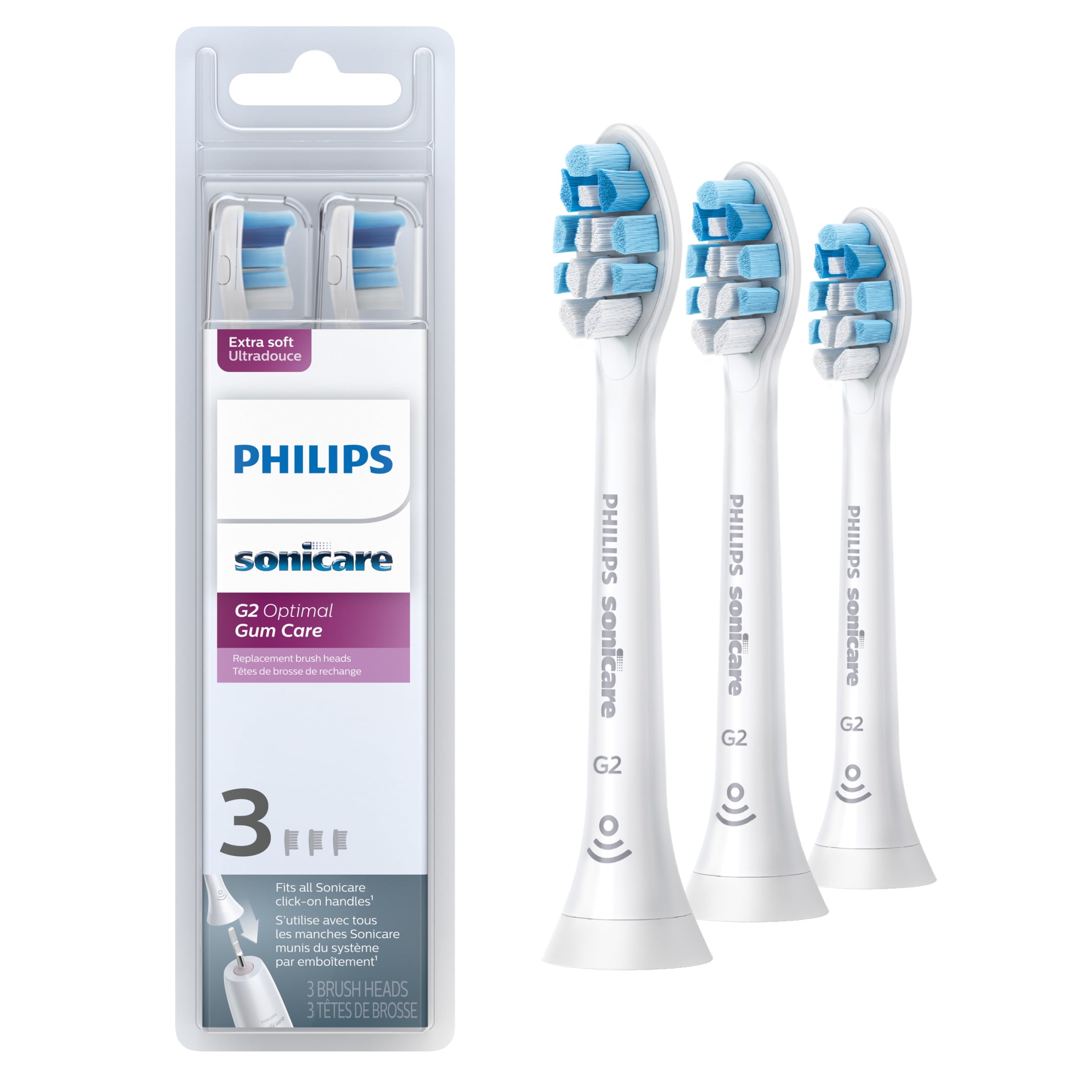 Philips Sonicare Optimal Gum Care Replacement Toothbrush Heads, HX9033/65,  Brushsync™ Technology, White 3-pk