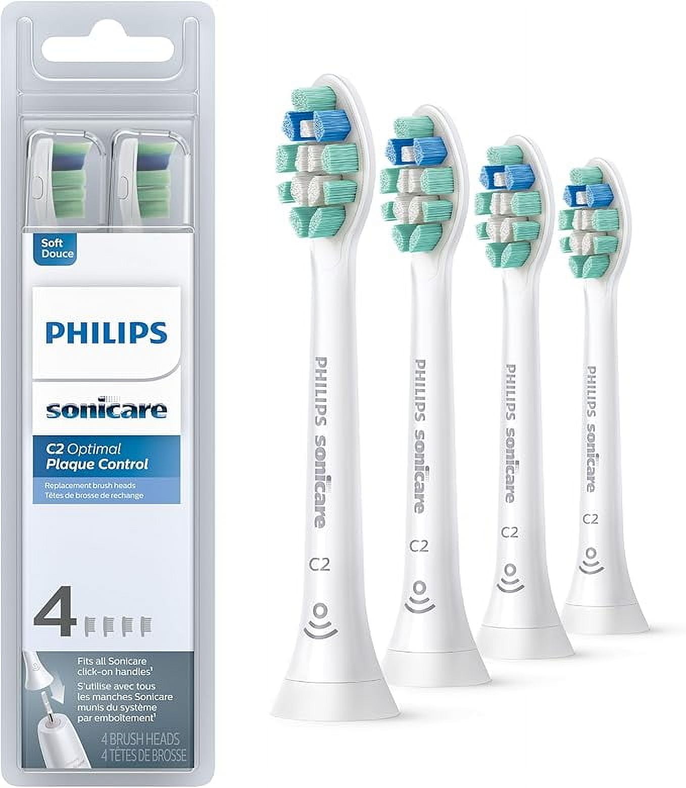 Philips Sonicare Optimal Plaque Control Replacement Toothbrush Heads, HX9024/65  4 Pack (White)